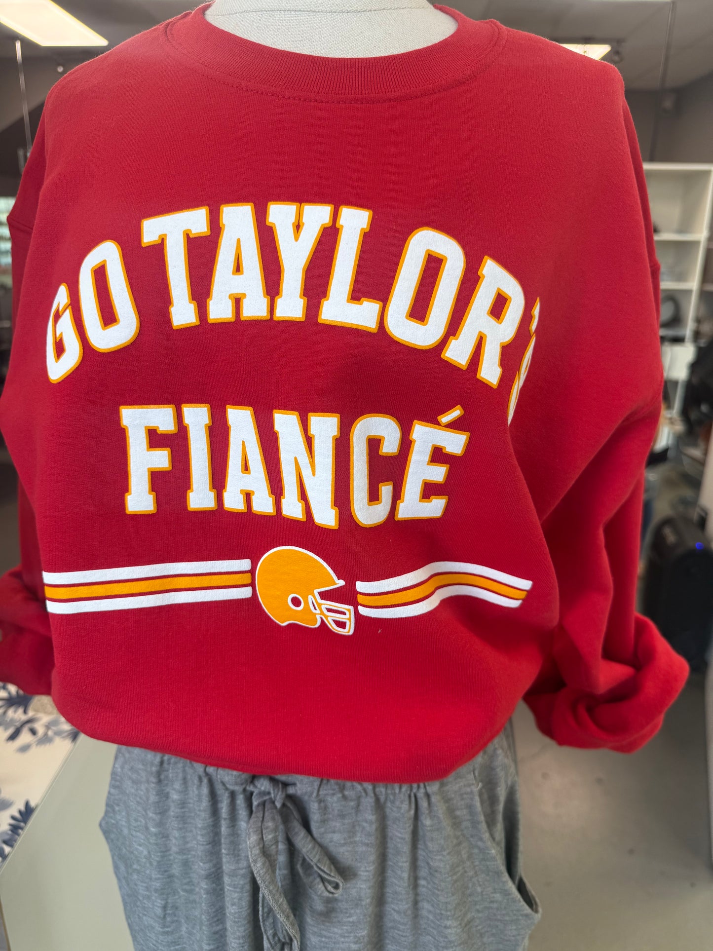 Go Taylor’s Fiancé Sweater – Funny Football & Pop Culture Crewneck for Swifties | Unisex Cozy Fall Sweatshirt